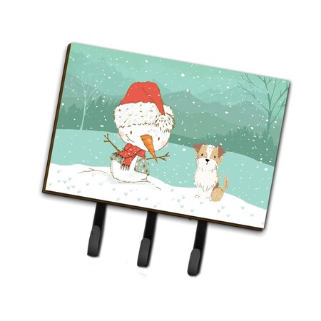 Jensendistributionservices Brown & White Terrier Snowman Christmas Leash or Key Holder MI1714691